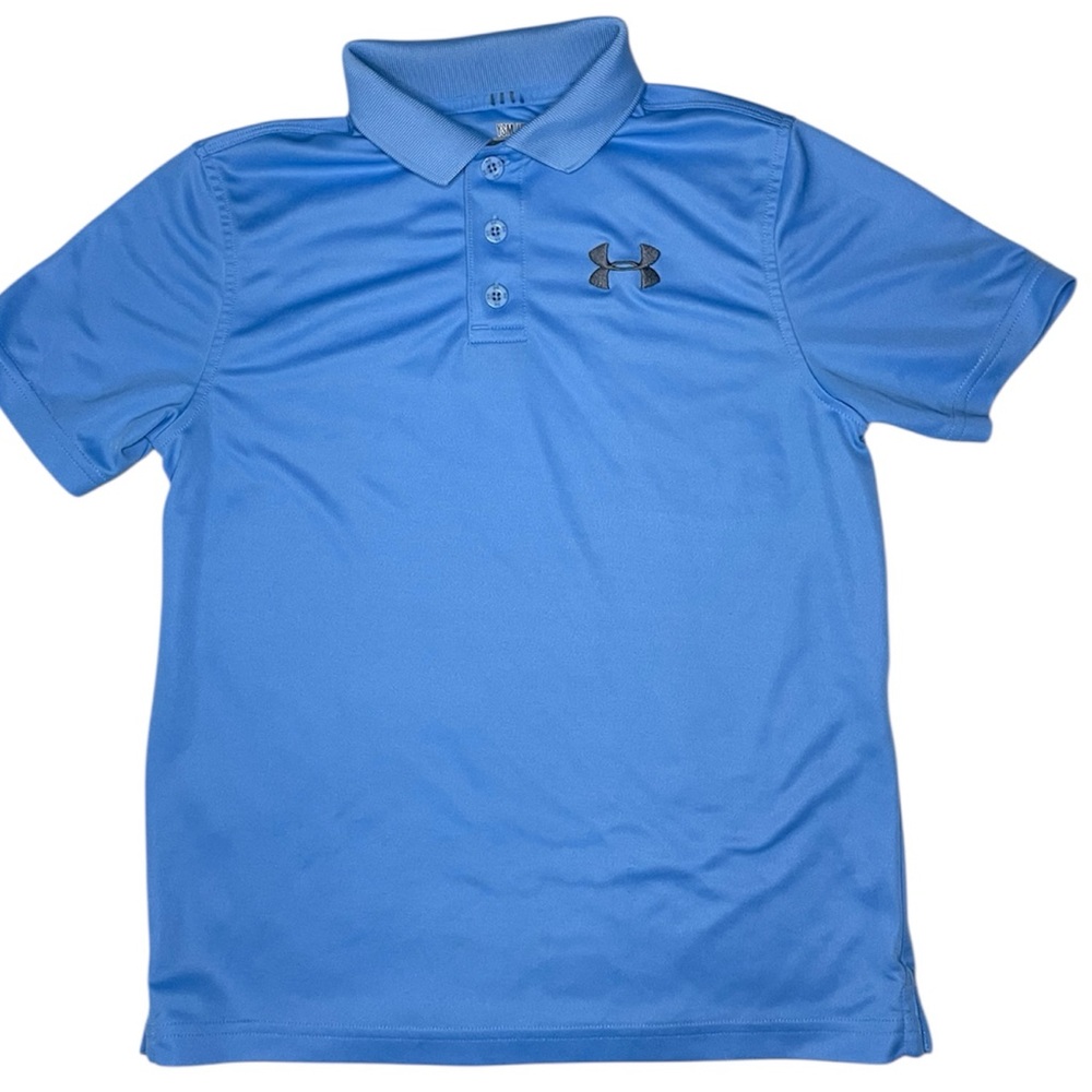 Under Armour Boys Light Blue Loose Fit Heat Gear Polo Shirt-Youth Small